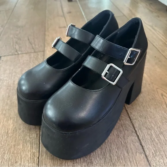 dELiA*s by Dolls Kill talk Of The Town black extreme platform Mary Janes women 8 - Picture 4 of 11